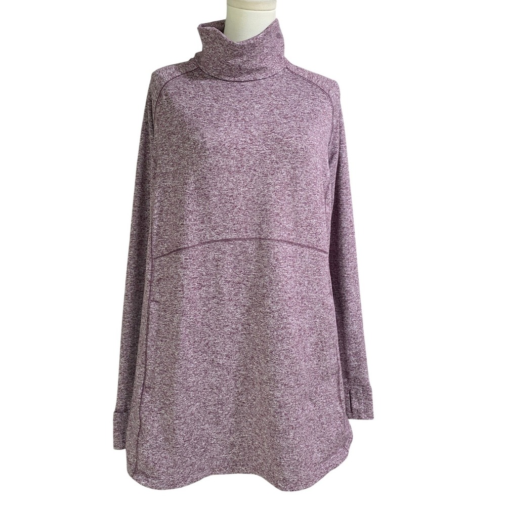 Duluth Trading Co Tunic Sweatshirt Womens L Purple Excellent Funnel Neck Pockets